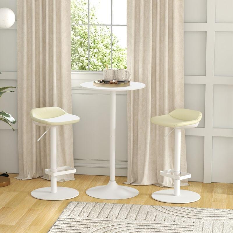 Beyaz MDF Yuvarlak Bar Zigon Sehpası 60 cm - 108041