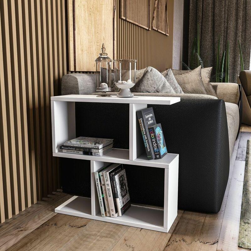 Beyaz Melamin Kaplı Yonga Levha 2 Nişli İskandinav Yan Sehpa-60x20x60 cm - 112488