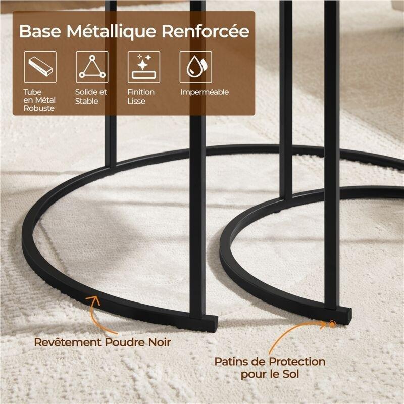 Beyaz Mermer Desenli MDF Zigon Bohem Yan Sehpa-60x51 cm - 110989