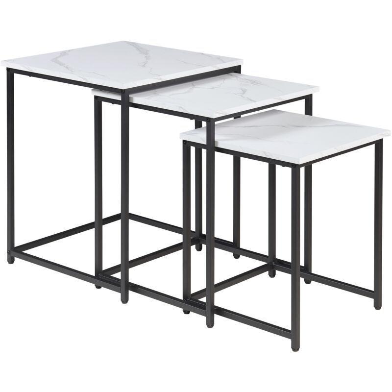 Beyaz Mermer Desenli Siyah Zigon Sehpa 40x40 cm - 45x45 cm - 50x50 cm - 107265