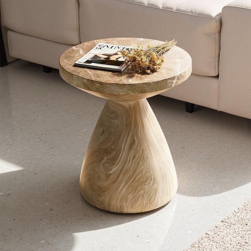 Beyaz Mermer Desenli Terrazzo Orta Sehpa 39x39x45 cm - 105658