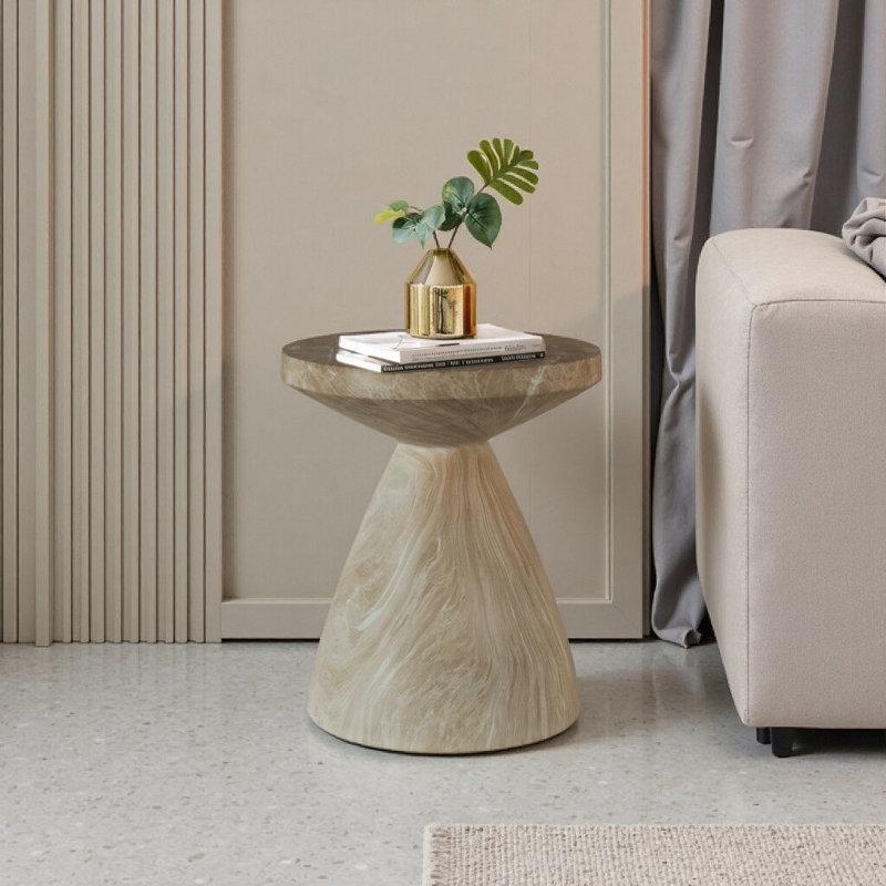 Beyaz Mermer Desenli Terrazzo Orta Sehpa 39x39x45 cm - 105658