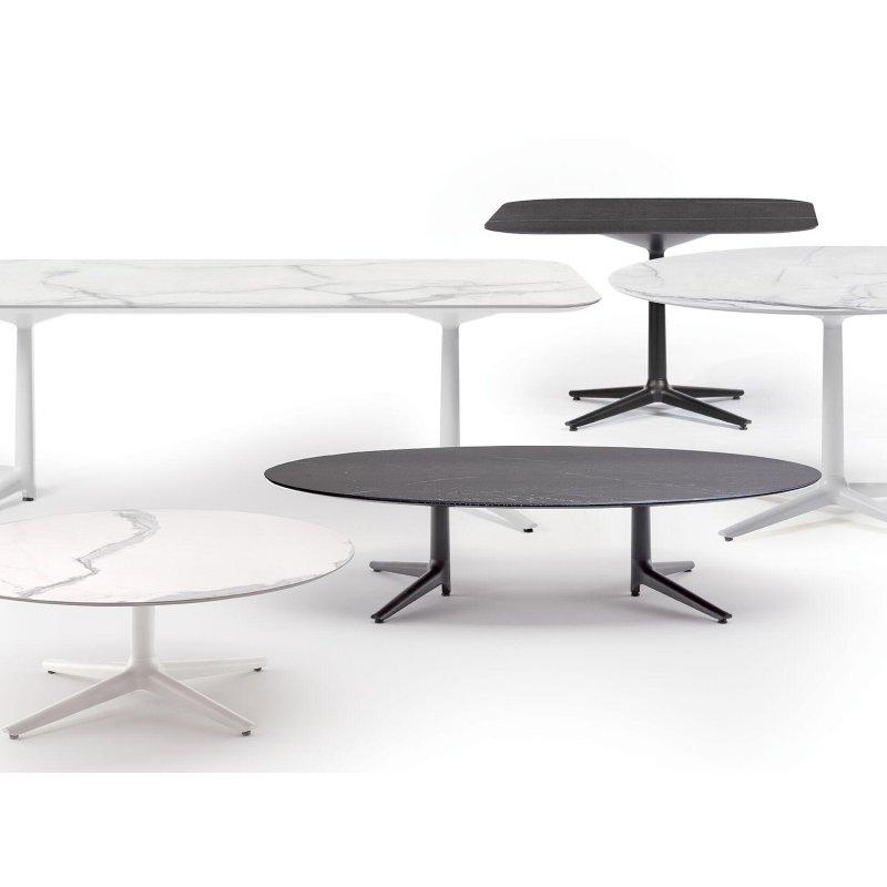 Beyaz Mermer Desenli Yuvarlak Porselen Masa 118 cm - 90034