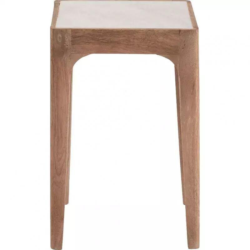 Beyaz Mermer Kare Mermer Yan Sehpa-35x35x55 cm - 110547