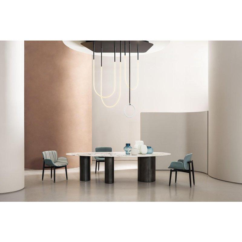 Beyaz Mermer Masa Pirinç Ayaklı 280x130 cm - 92089