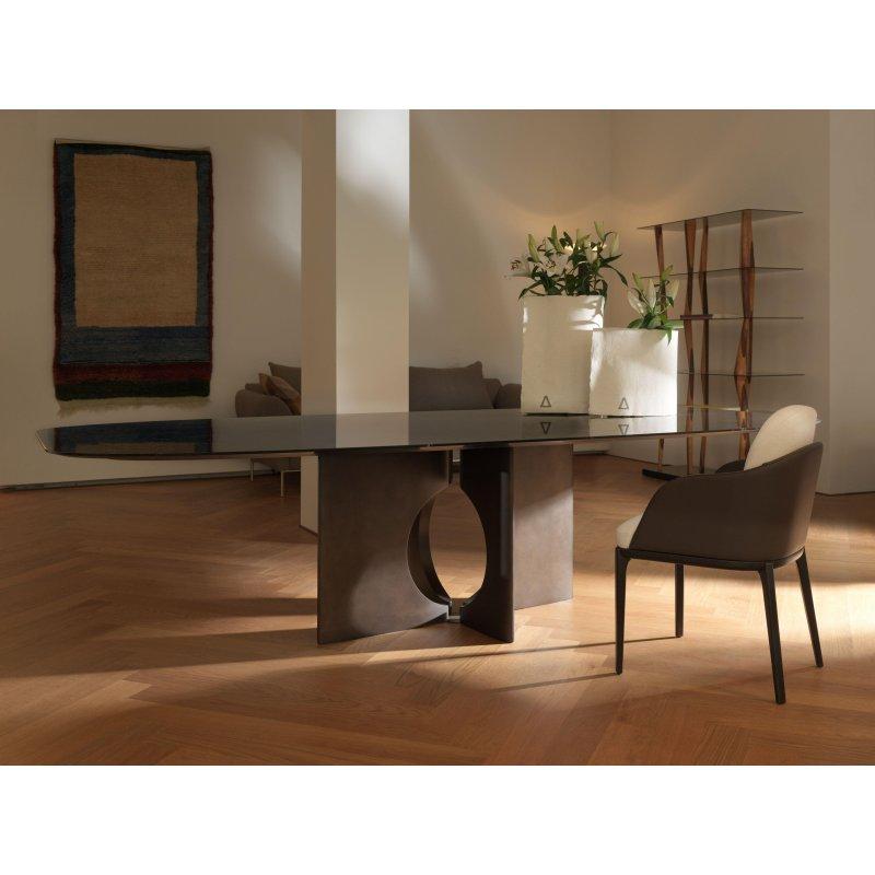 Beyaz Mermer Masa Siyah Ahşap Ayaklı Oval 240 cm - 92209