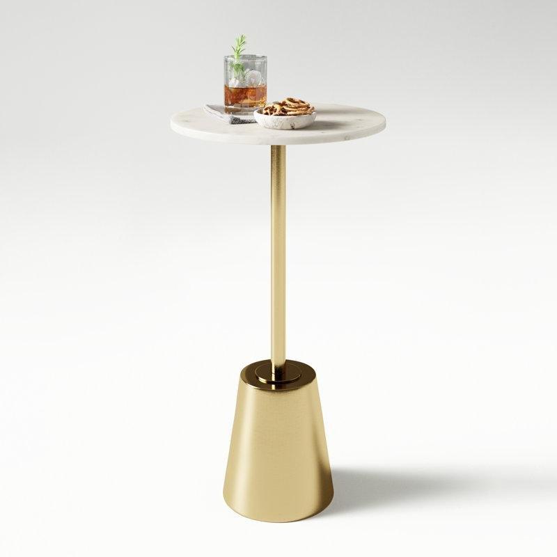 Beyaz Mermer Tablalı Pirinç Zigon Sehpa 56 cm - 108517