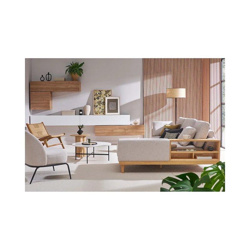 Beyaz Mermer Üstü Orta Sehpa Siyah Metal Ayaklı 80 cm - 102066