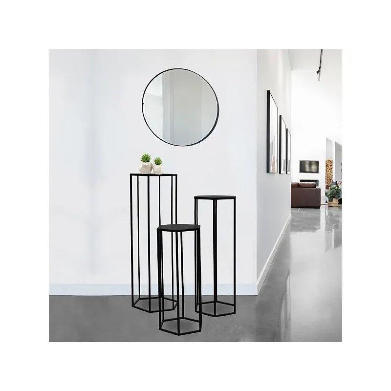 Beyaz Metal 3lü Set Tasarım Yan Sehpa-35x90x30 cm - 110267