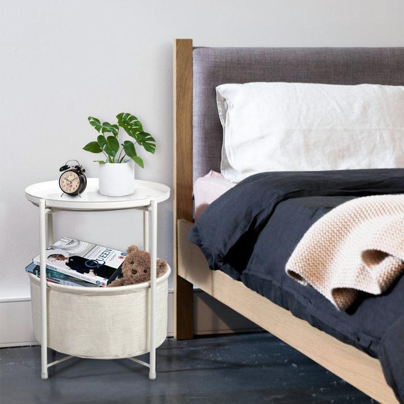 Beyaz Metal Çanta Zigon Sehpa 52 cm - 108886