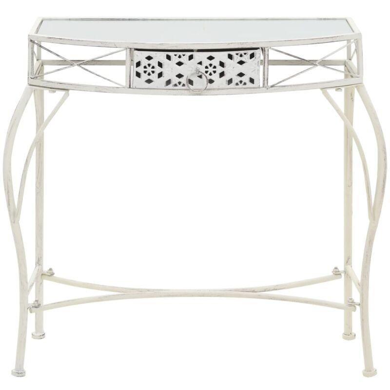 Beyaz Metal Dekoratif Çekmeceli Yan Sehpa-82x39x76 cm - 111903