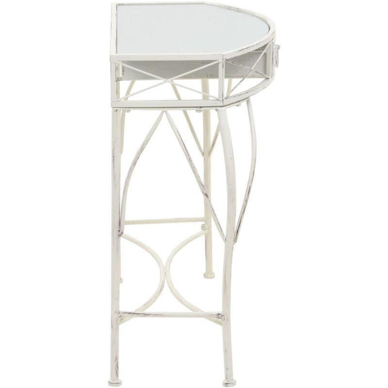 Beyaz Metal Dekoratif Çekmeceli Yan Sehpa-82x39x76 cm - 111903
