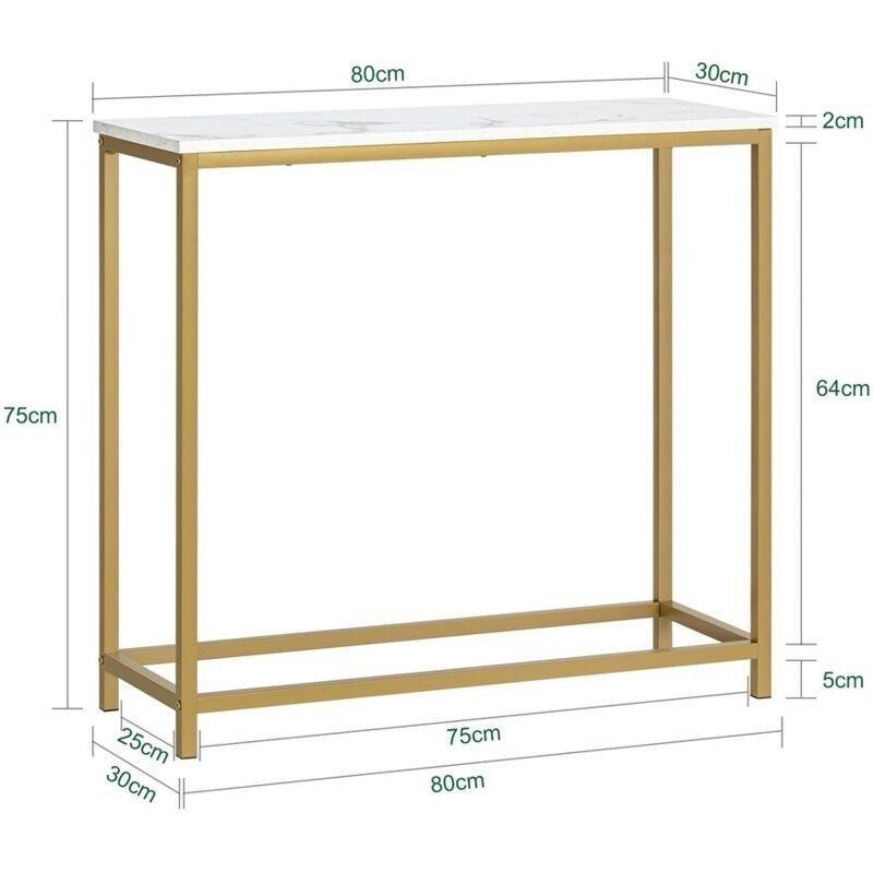 Beyaz Metal Mermer Desenli Mermer Yan Sehpa-80x30x75 cm - 110484
