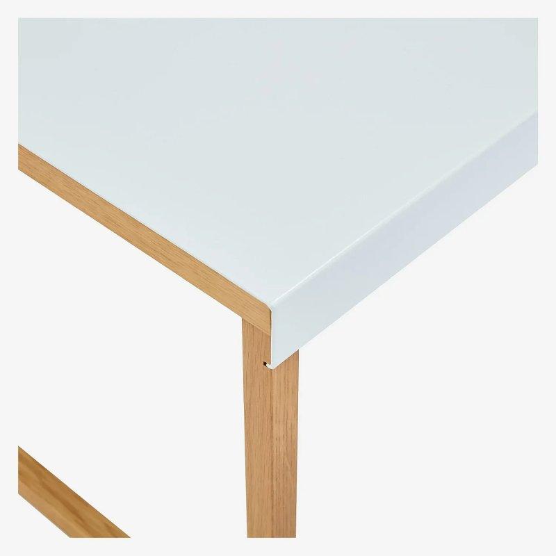 Beyaz Metal Orta Sehpa 84x42 cm Masif Meşe Ayaklı - 103713