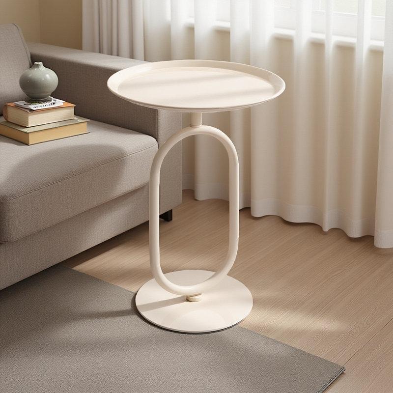 Beyaz Metal Tepsi Zigon Sehpa 61 cm Oval Ayaklı Yuvarlak - 108613