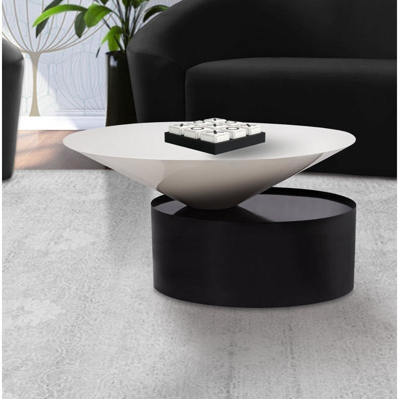 Beyaz Metal Yuvarlak Orta Sehpa 76 cm Siyah Ayaklı - 105040