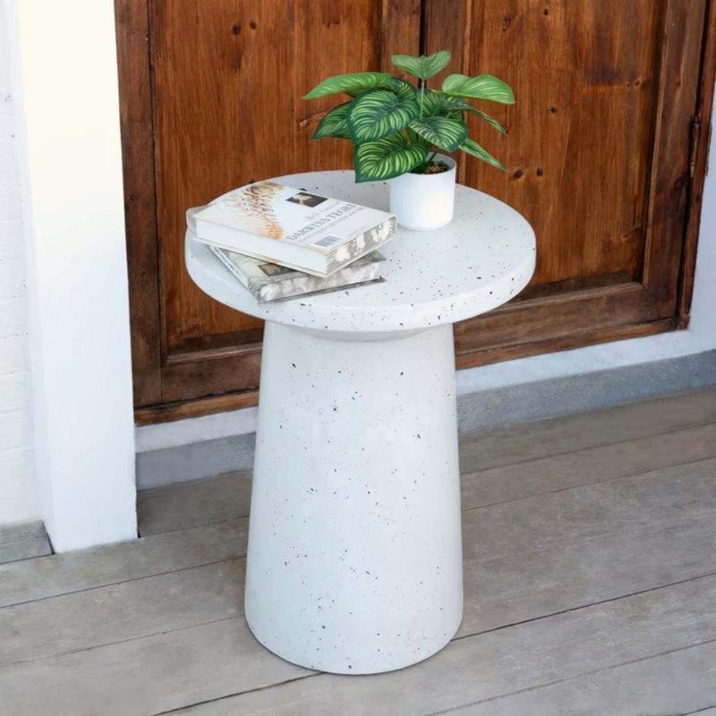 Beyaz MGO Terrazzo Orta Sehpa 62x48x48 cm - 105634