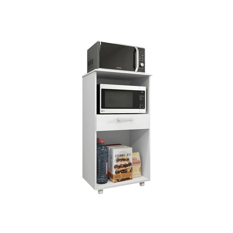 Beyaz Mikrodalga Fırın Çok Amaçlı Dolap 61x118x49 cm Tekerlekli - 92596