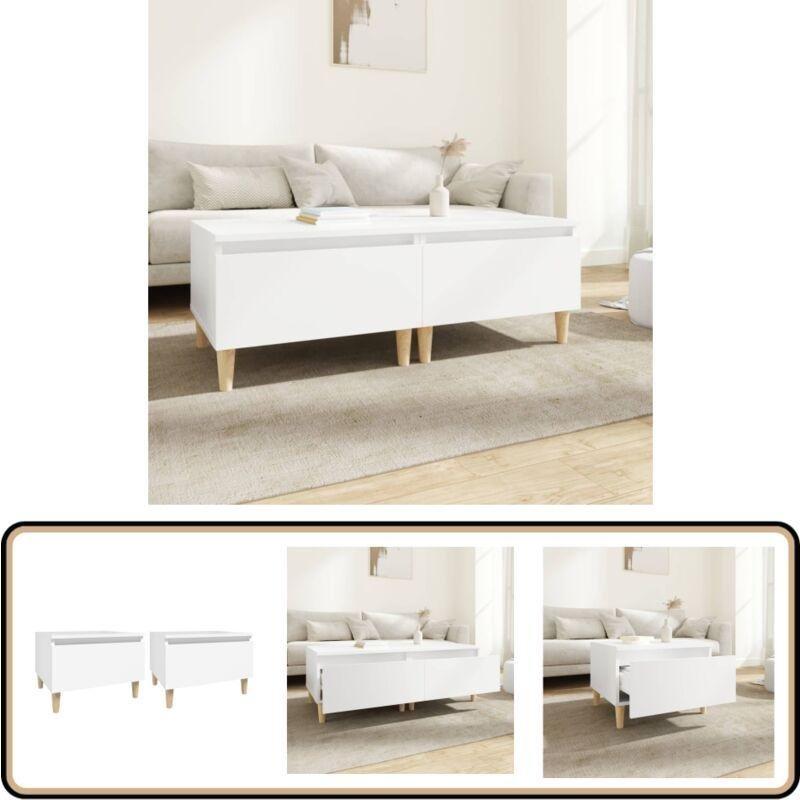 Beyaz Mühendislik Ahşabı Çekmeceli İskandinav Yan Sehpa-50x46x35 cm - 112638