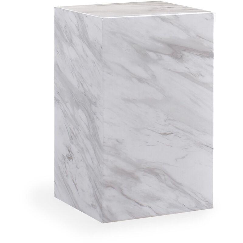 Beyaz Mühendislik Mermeri Yüksek Mermer Yan Sehpa-30x30x51 cm - 110647