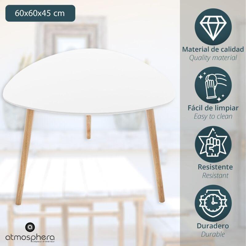 Beyaz Orta Sehpa MDF ve Doğal Ahşap Ayaklı 60x60x45 cm - 103177