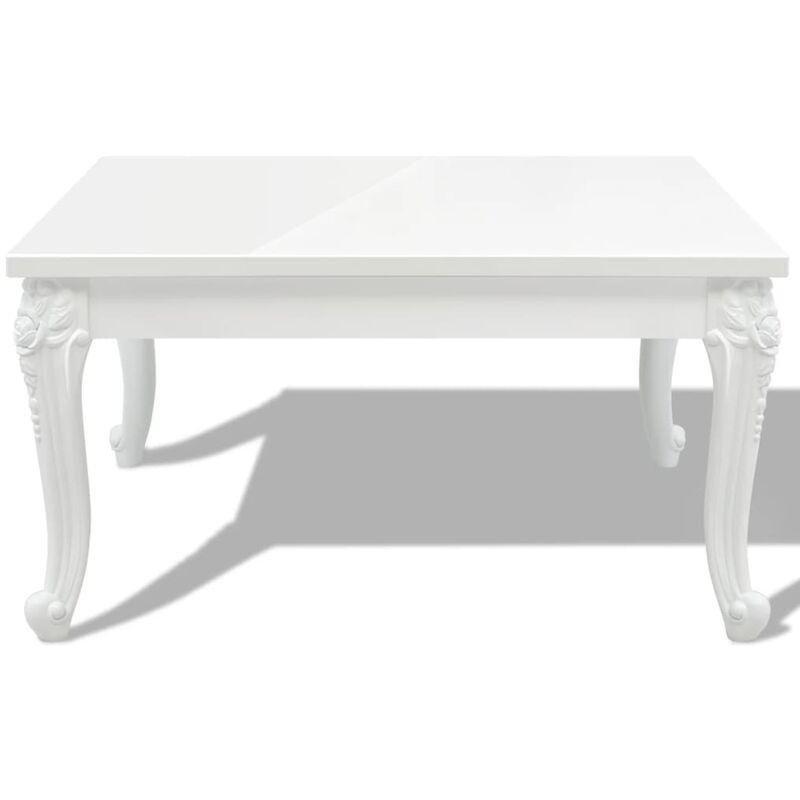 Beyaz Parlak MDF Orta Sehpa 80x80x42 cm - 103108
