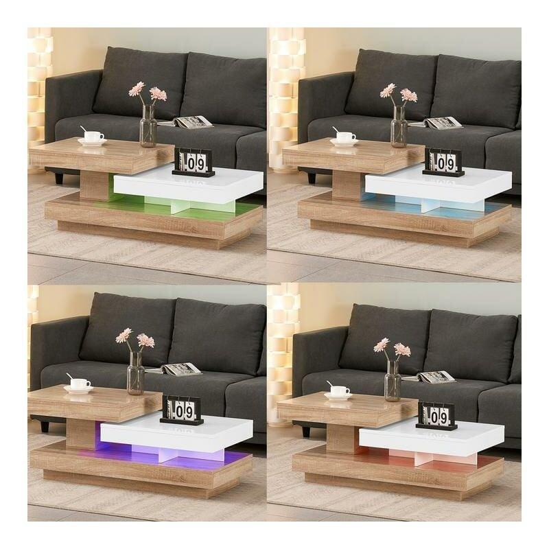 Beyaz Parlak Modern Akıllı Sehpa 110x50x40 cm Dönerli Plateau - 101710