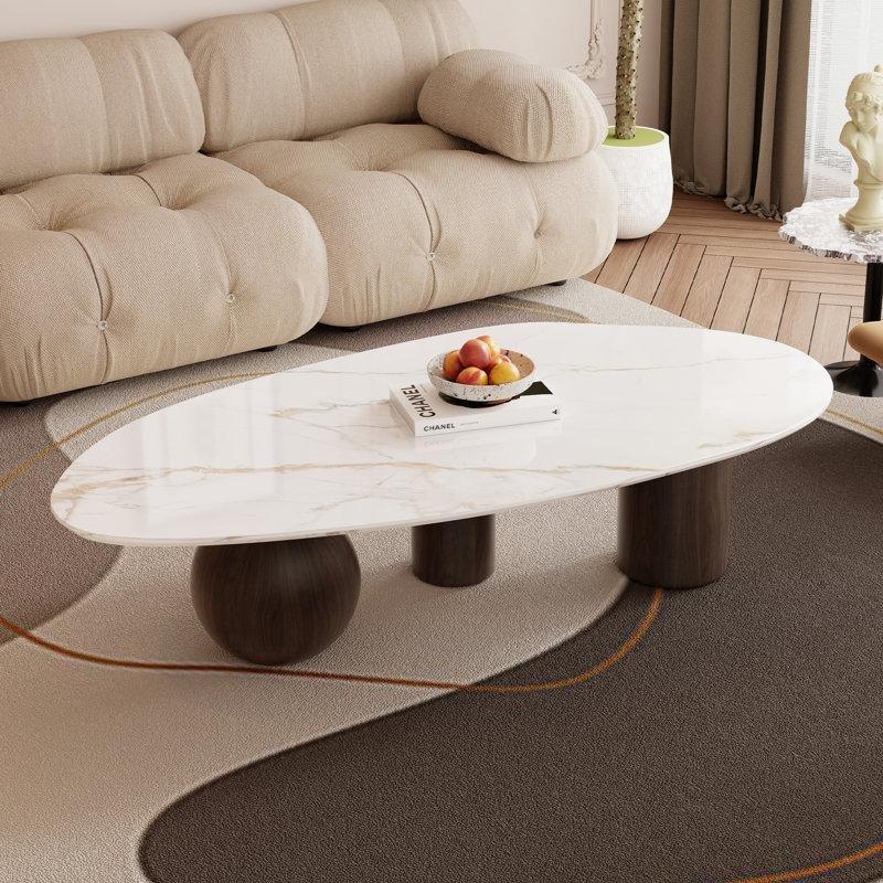 Beyaz Porselen Görünümlü 138x70 cm Orta Sehpa - 105862