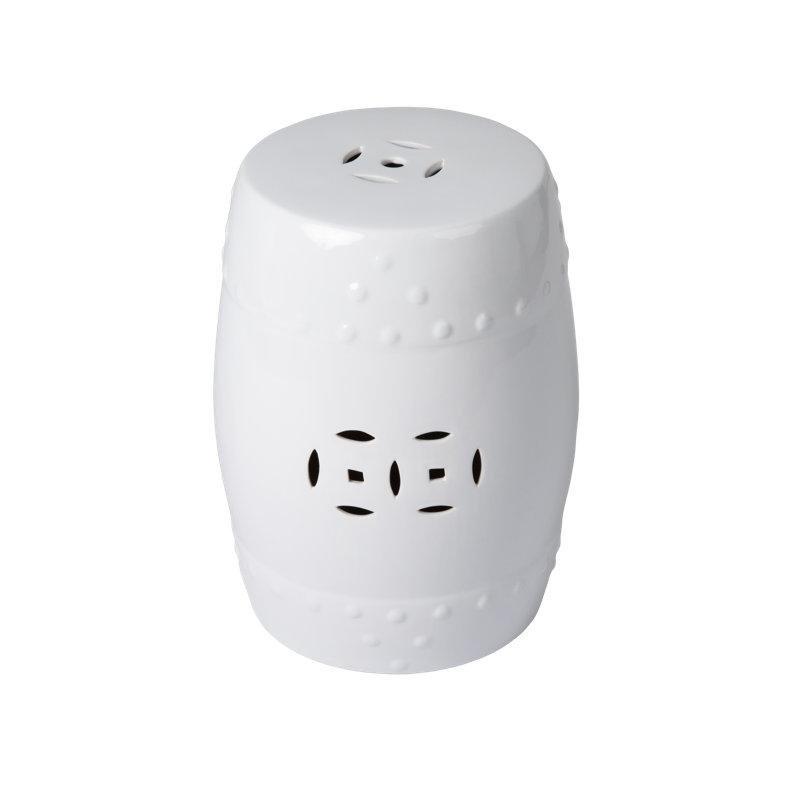 Beyaz Seramik Ayaklı Suya Dayanıklı Seramik Yan Sehpa-34x46x34 cm - 113526