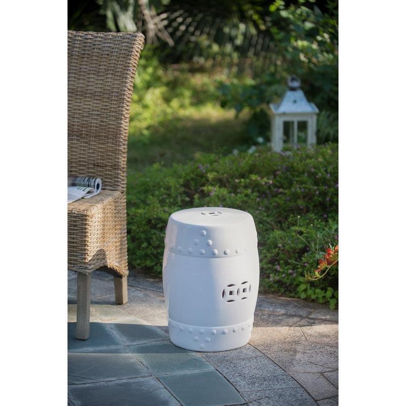 Beyaz Seramik Delikli Seramik Yan Sehpa-46x34x34 cm - 113532