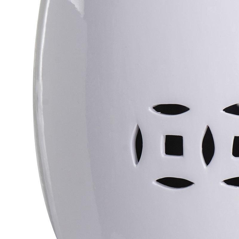 Beyaz Seramik Delikli Seramik Yan Sehpa-46x34x34 cm - 113532