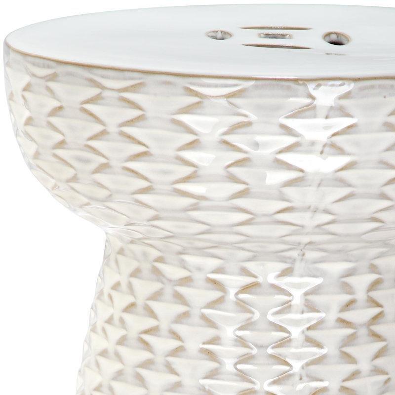 Beyaz Seramik Suya Dayanıklı Seramik Yan Sehpa-44x31x31 cm - 113454