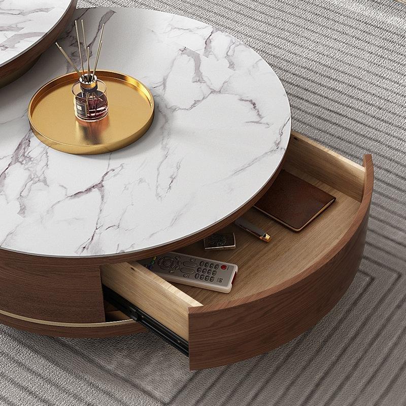 Beyaz Sintaş Üstü Ceviz Rengi Endüstriyel Ahşap Orta Sehpa 71 cm - 104455