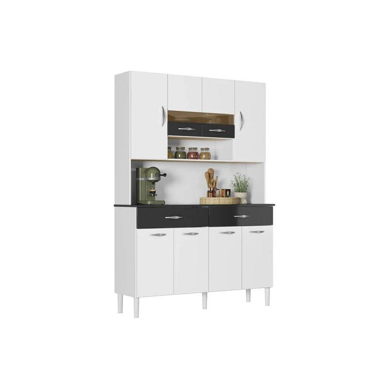 Beyaz Siyah Çok Amaçlı Dolap 123x176x36 cm - 92605
