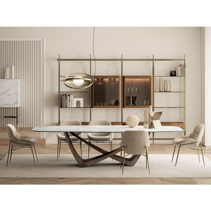 Beyaz SuperMarble Mermer Masa 200x116 cm Çelik Ayaklı - 91969