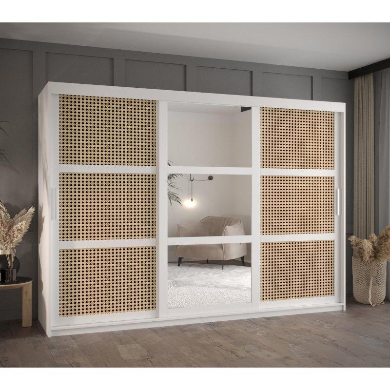 Beyaz Sürgülü Gardrop Hasır Desenli 250x200 cm - 90628