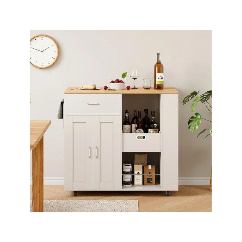 Beyaz Tekerlekli Çok Amaçlı Dolap 102x46x92 cm - 92758