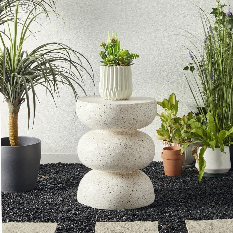 Beyaz Terrazzo Desenli Orta Sehpa 36x36x46 cm - 105685