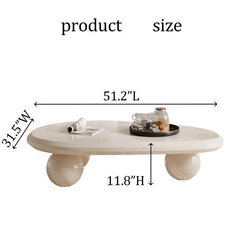 Beyaz Top Ayaklı Orta Sehpa 130x80x30 cm - 105958