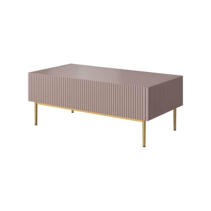 Beyaz Üstü Çizgili Orta Sehpa Gold Ayaklı 120x60 cm - 103864