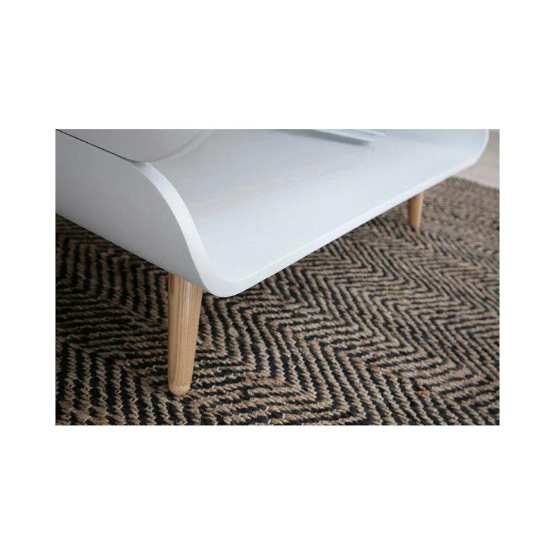 Beyaz ve Açık Ahşap Dikdörtgen Orta Sehpa 118 cm - 102231