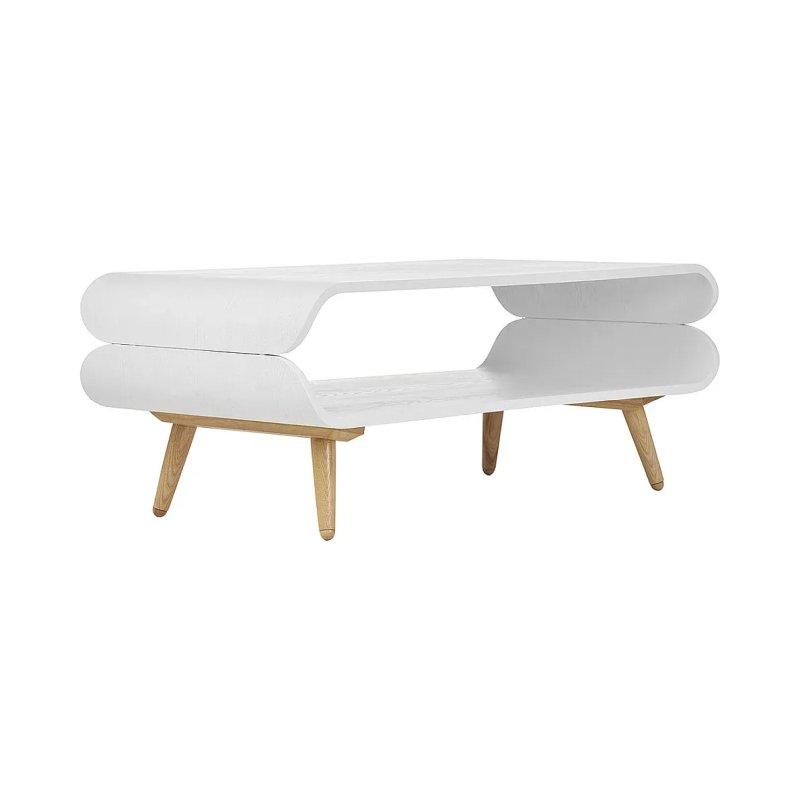 Beyaz ve Açık Ahşap Dikdörtgen Orta Sehpa 118 cm - 102231
