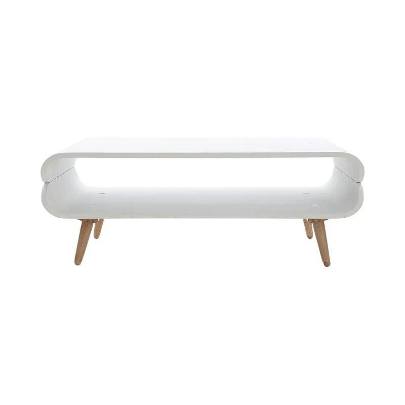 Beyaz ve Açık Ahşap Dikdörtgen Orta Sehpa 118 cm - 102231