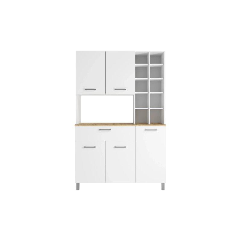 Beyaz ve Açık Ceviz 120x185 cm Çok Amaçlı Dolap - 92752