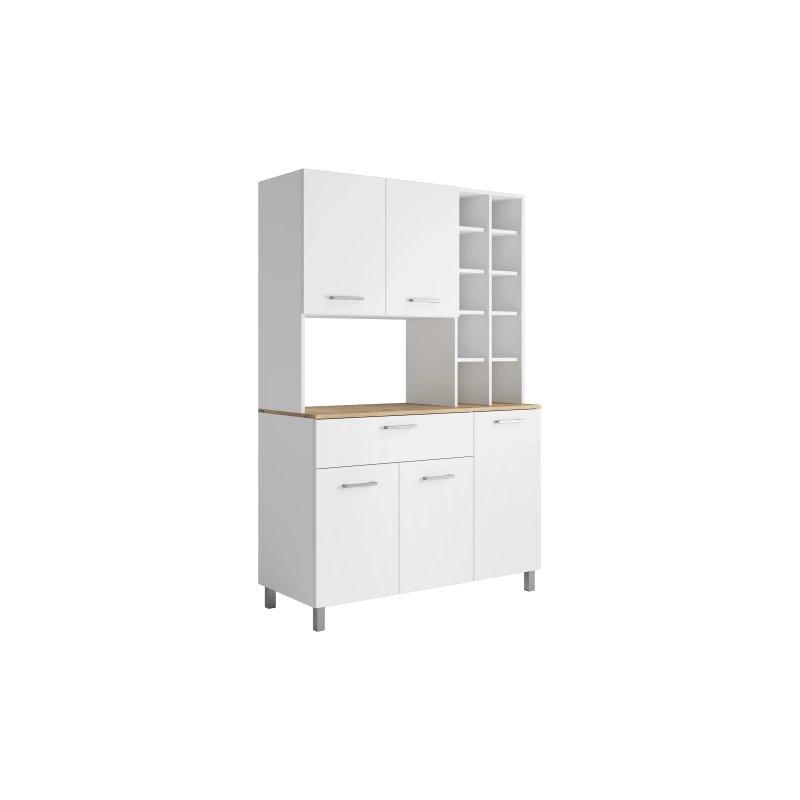 Beyaz ve Açık Ceviz 120x185 cm Çok Amaçlı Dolap - 92752