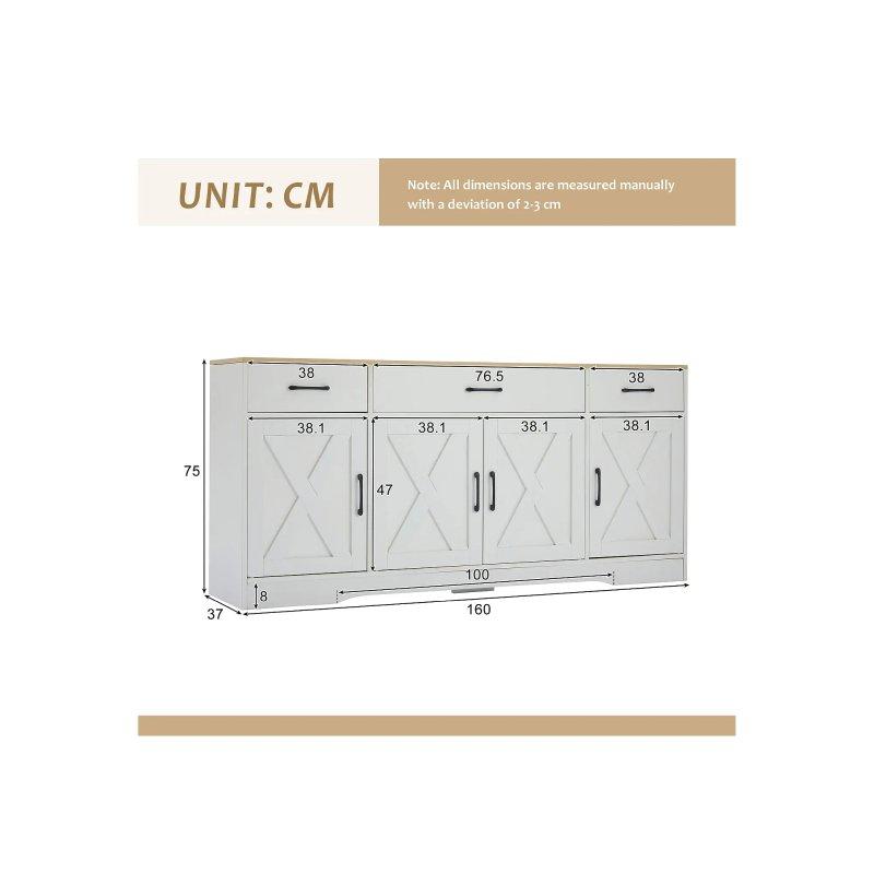 Beyaz ve Ahşap Rengi MDF Çok Amaçlı Dolap 160x37x75 cm - 92653