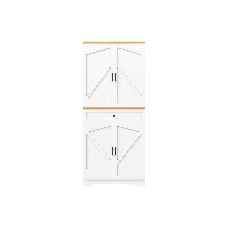 Beyaz ve Doğal Ahşap 80x40x180 cm Çok Amaçlı Dolap - 92428