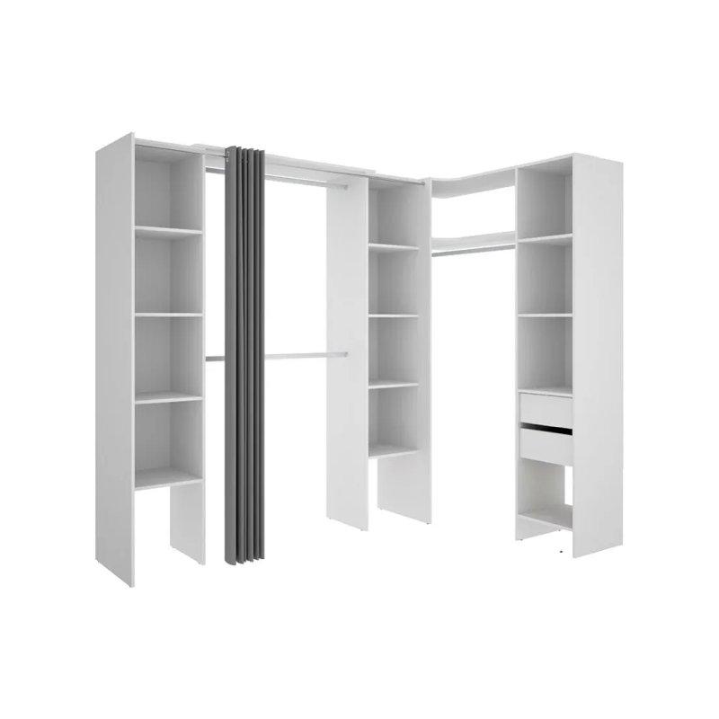 Beyaz ve Gri Köşe Gardrop 164-234 cm - 90355