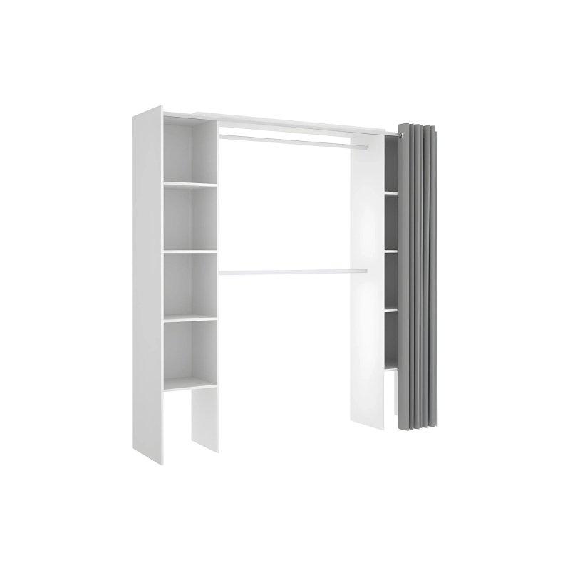 Beyaz ve Gri Perdeli Gardrop 110-180 cm - 90337
