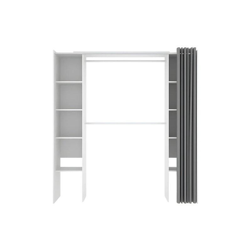 Beyaz ve Gri Perdeli Gardrop 110-180 cm - 90337